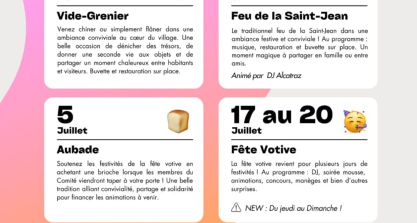 Programme du Comité des fêtes
