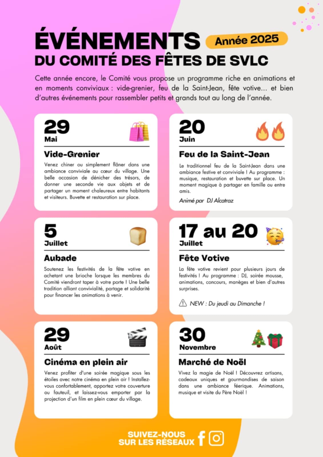 Programme du Comité des fêtes
