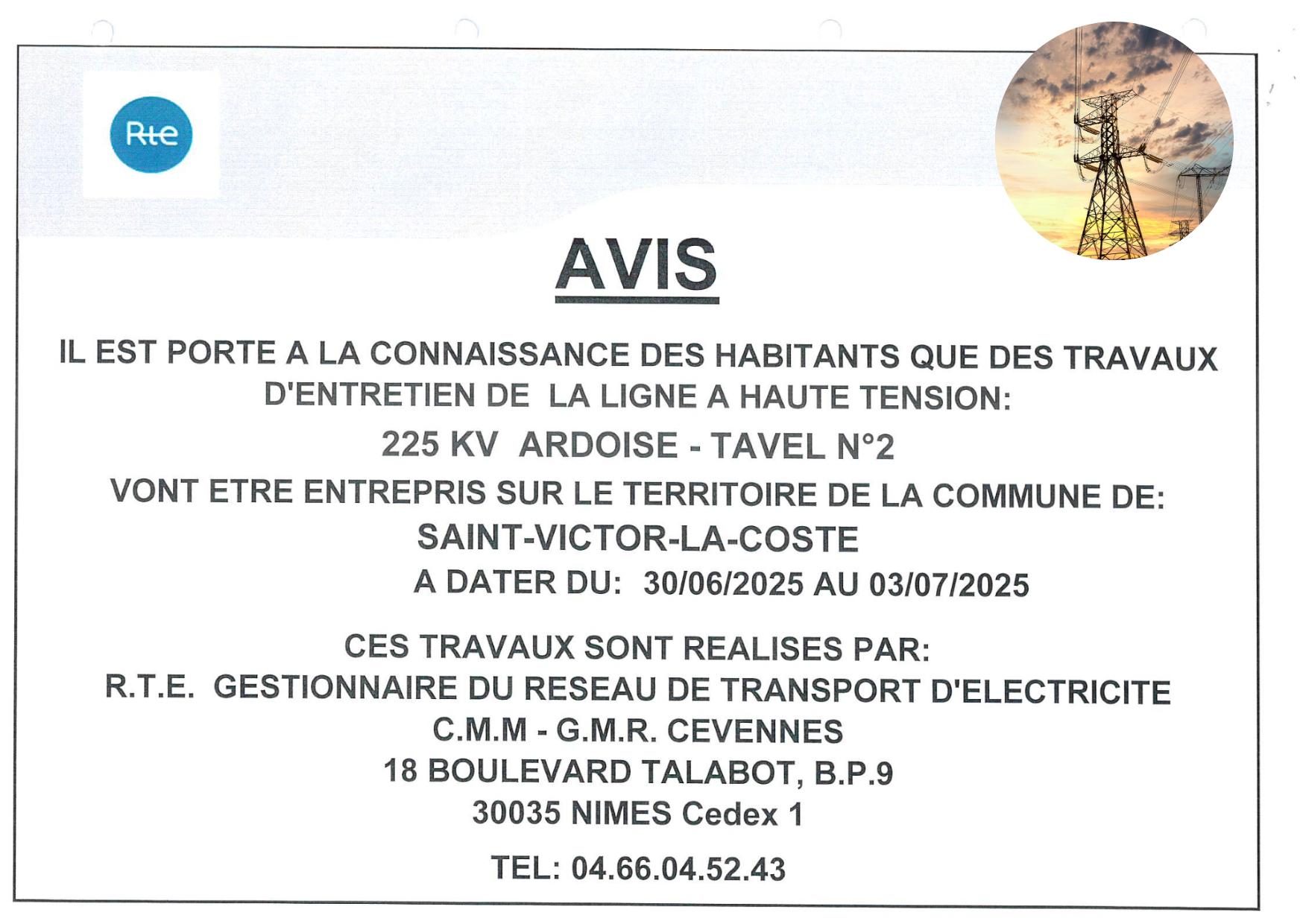 Travaux d’entretien ligne à haute tension