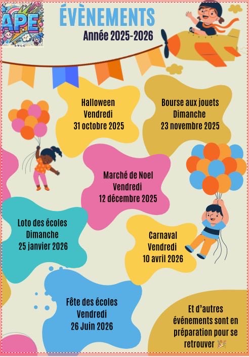 APE les prochaines manifestations