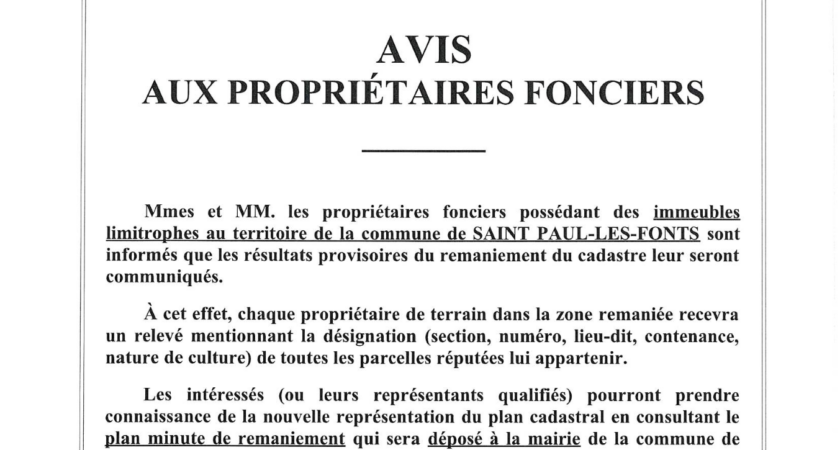 Remaniement cadastre